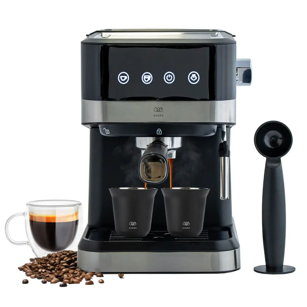 Cafetera automática para espresso y cappuccino ofrece 2 tazas
