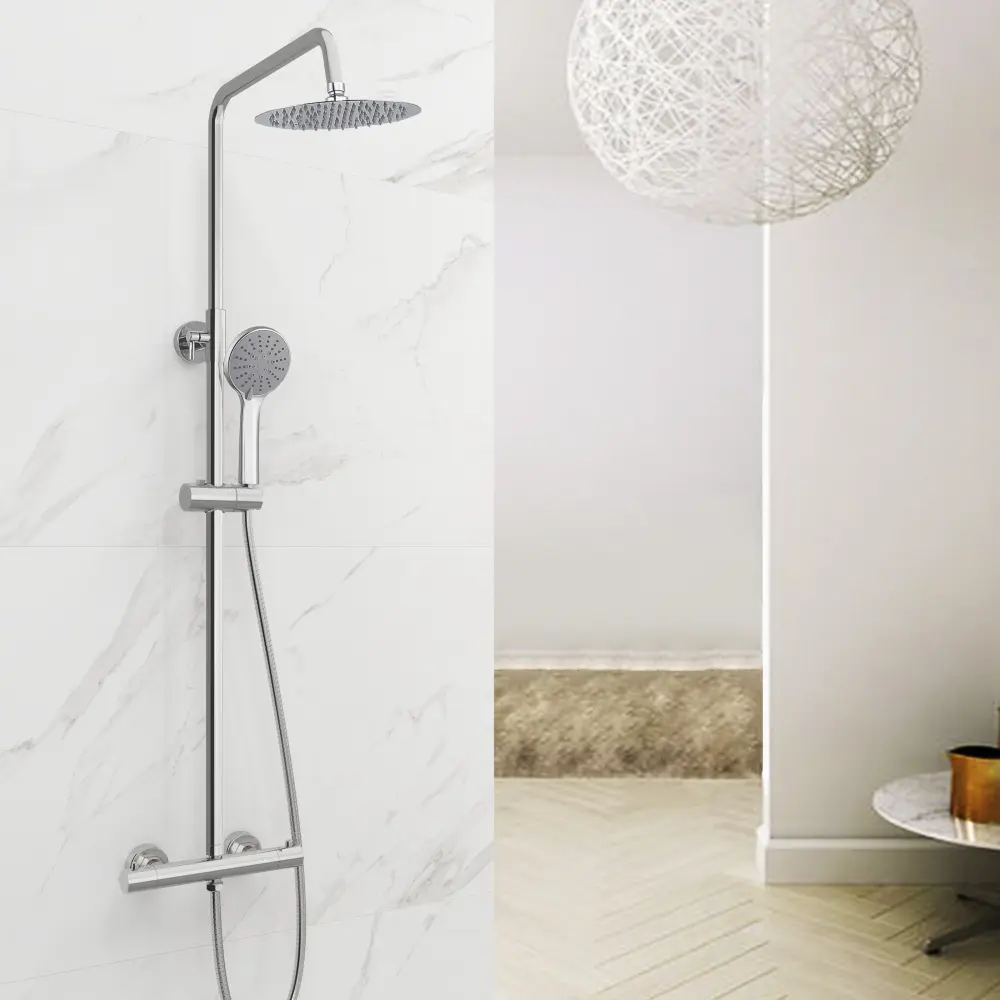 Aica columna ducha termostato 80-116cm alcachofa de mano 3 tipos de chorro