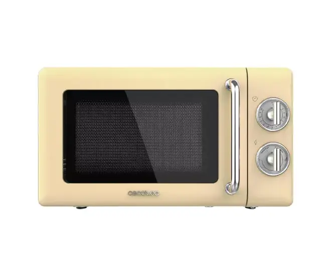 Cecotec Microondas Mecanico de 20 L Proclean 3010 Retro Mostaza. 700 W en 6 Niveles, Temporizador, Modo Descongelacion