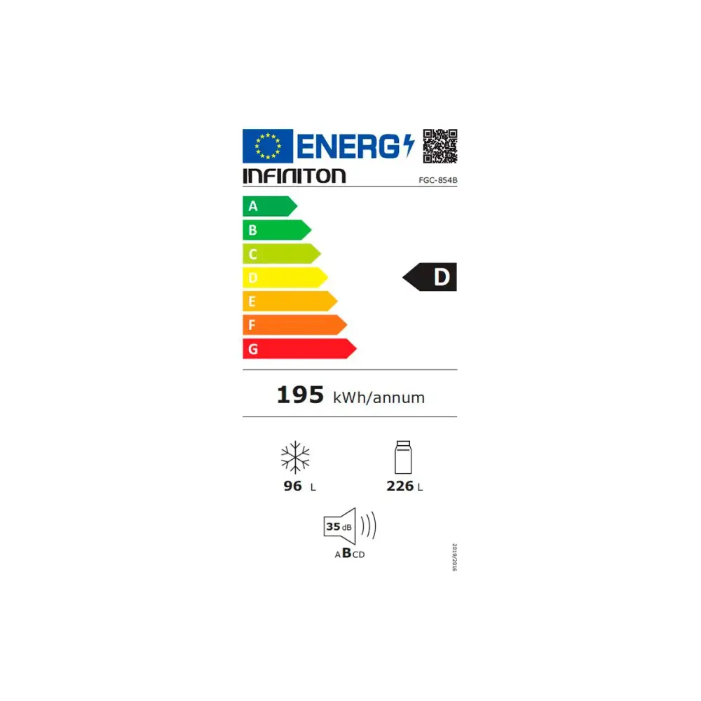 Frigorífico combi Infiniton FGC-854B Total No Frost 322L control temperatura on door Bi-Zona D blanco 185,5 cm