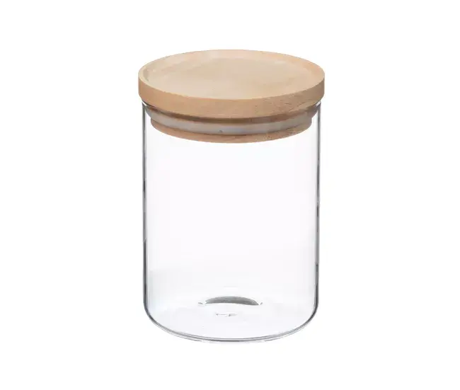 WELL HOME - Tarro de vidrio y madera, cierre hermético 600ML