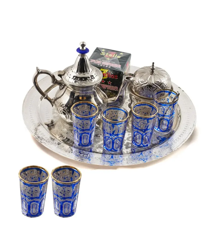 Acero Inoxidable Juego de Té Arabe Familiar - Modelo FEZ