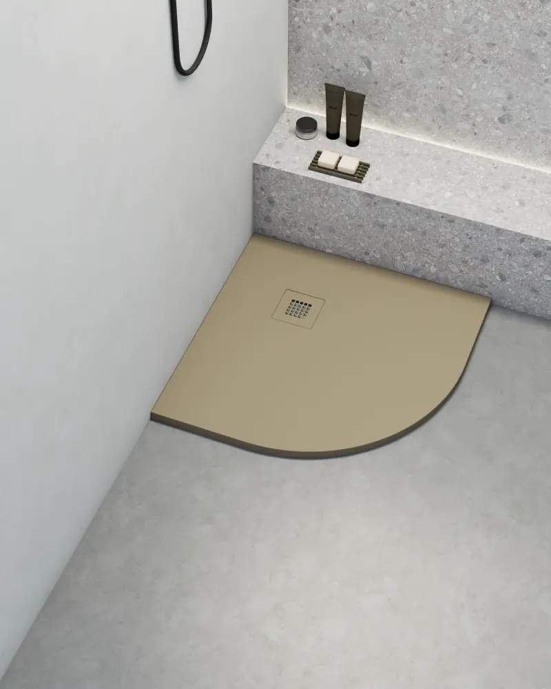 Algodón Egipcio Premium Plato de ducha poaLGi - 90x90 cm semicircular - albero - extraplano
