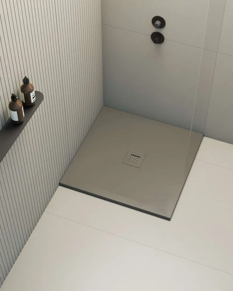 Plato de ducha poaLGi - 100x100 cm - tundra - extraplano, antideslizante con Capacidad de Absorción