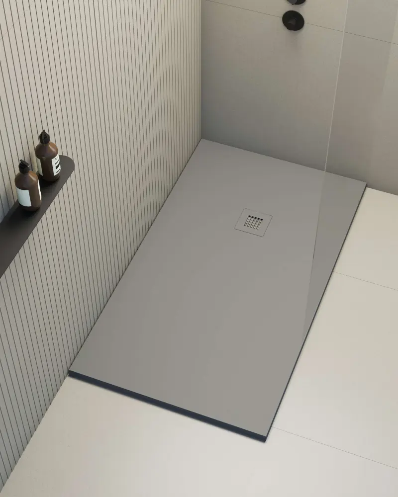 Plato de ducha poaLGi - 100x120 cm - gris - extraplano, antideslizante en Blanco Hueso