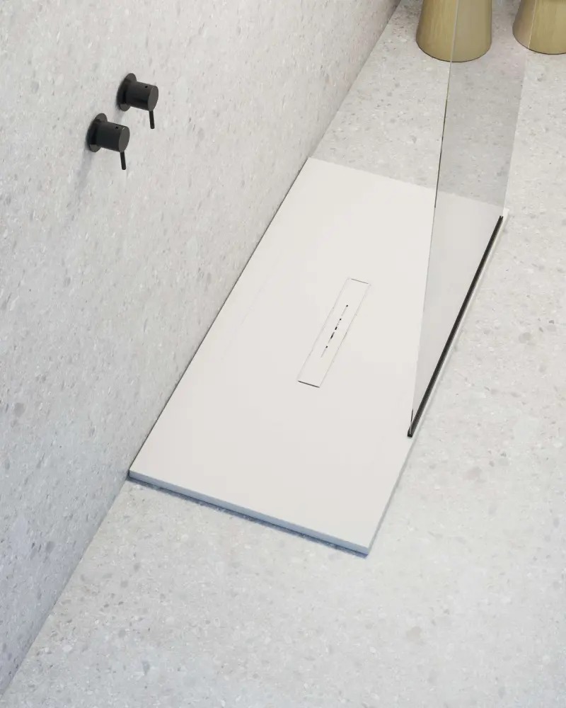 Plato de ducha poalgi - 80x180 cm - blanco - serie clay - extraplano con Borde Bordado