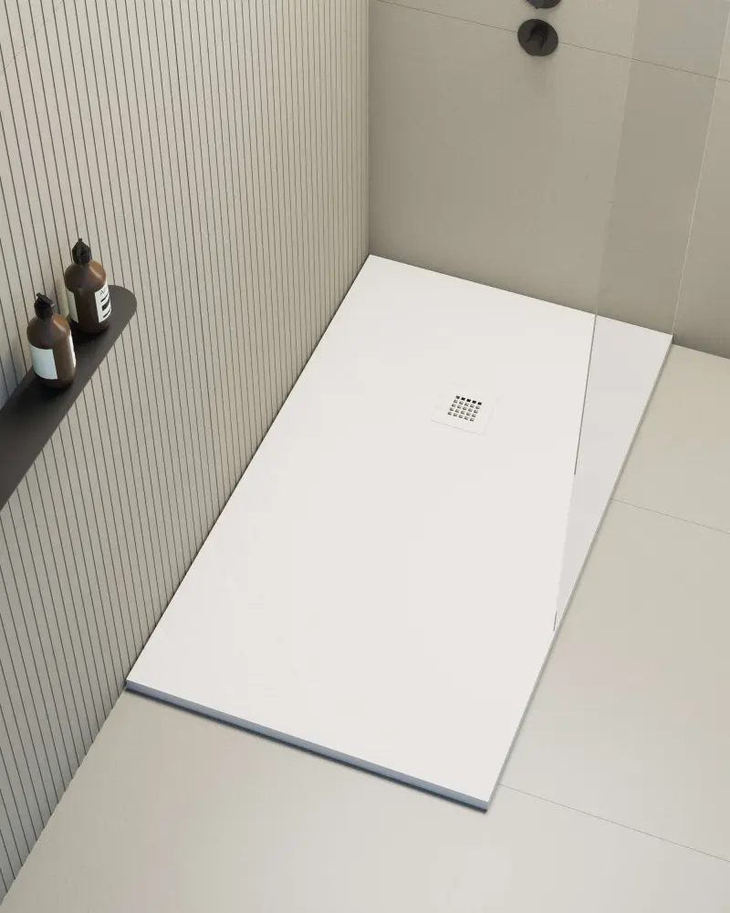 Toalla de Baño de Algodón Plato de ducha poaLGi - 100x200 cm - blanco - extraplano, antideslizante