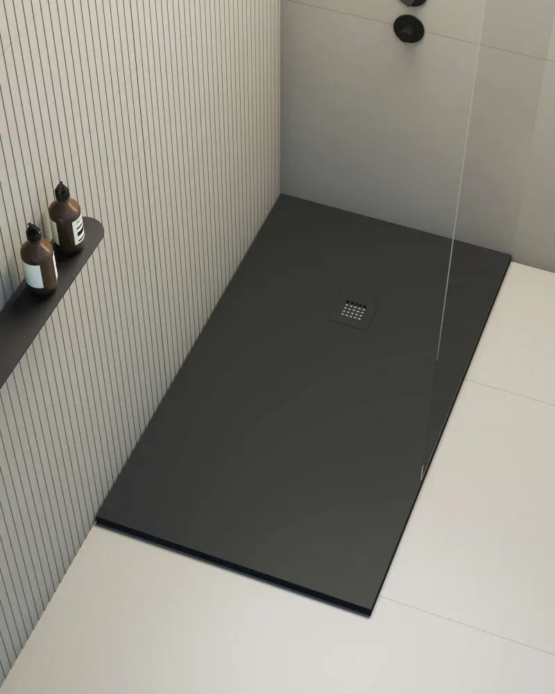 Toalla de Felpa Plato de ducha poaLGi - 70x110 cm - negro - extraplano, antideslizante