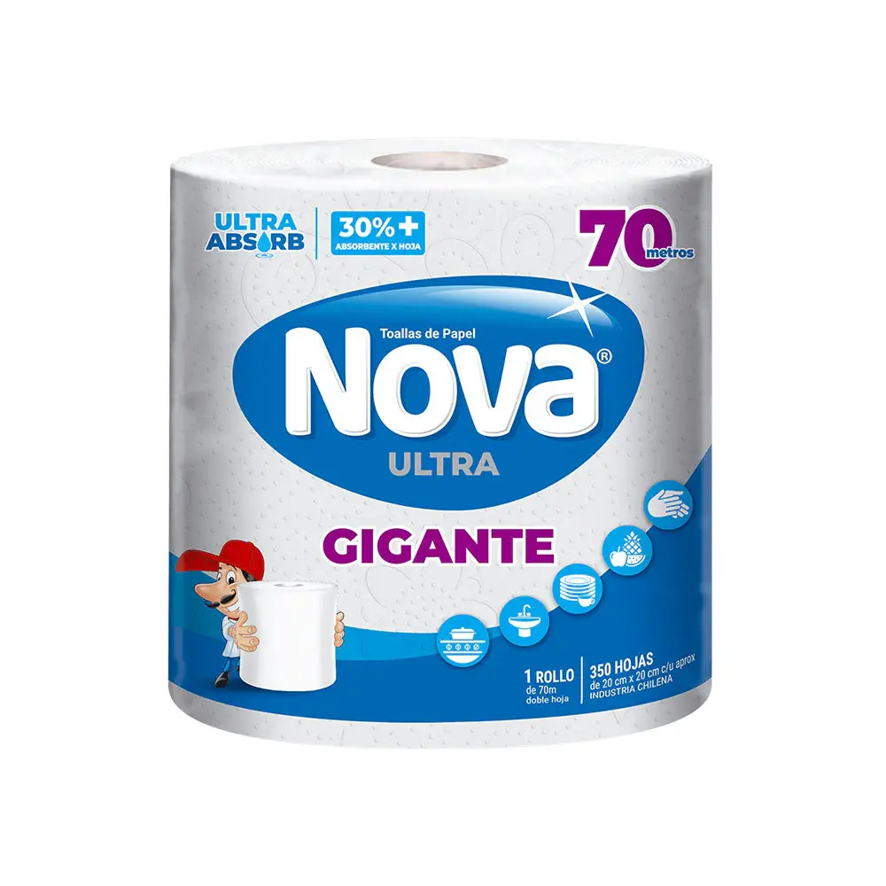 Toalla NOVA Gigante Doble Hoja 70 mt. Tamaño 70x140 cm