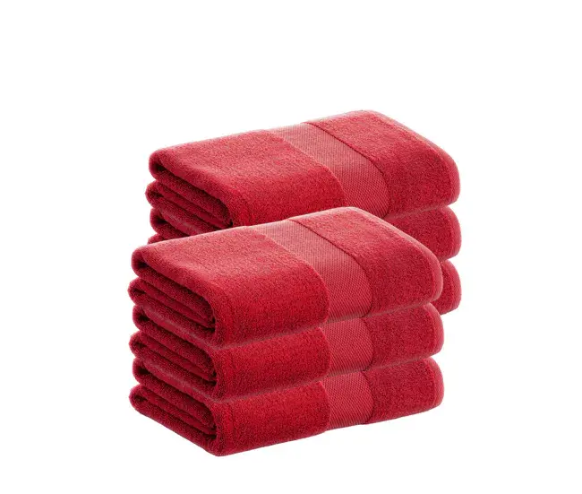 Bambú Ecológico Suave Pack 6 Toallas Rojo Lavabo de Algodón Donegal 50x100 cm Algodón 100% de 500gr/m2 de Calidad con ...