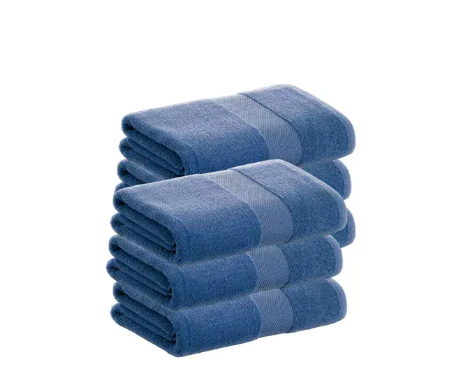 Pack 6 Toallas Azul Tocador de Algodón Donegal 30x50 cm Algodón 100% de 500gr/m2 de Calidad con Secado extra-rápido y d...