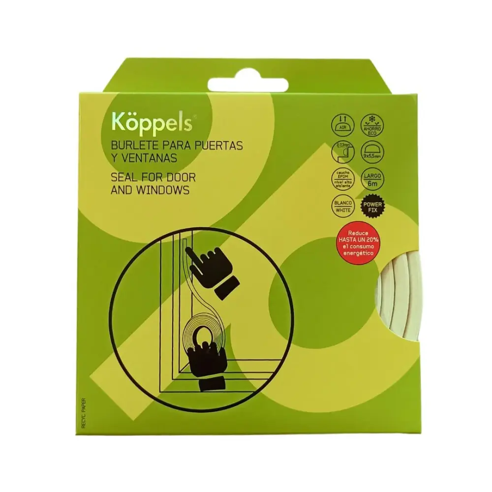 B2004B BURLETE PARA PUERTAS Y VENTANAS TIPO D BLANCO KOPPELS Resistente al Desgaste