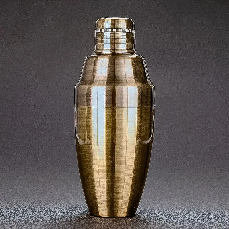 Coctelera de estilo japonés de acero inoxidable de 500ml,chapada e cobre, coctelera de 3 piezas de Bar.