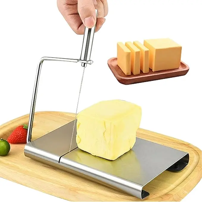 Cortadora de Queso de Acero Inoxidable – Dispone de 6 Alambres de Corte de Repuesto