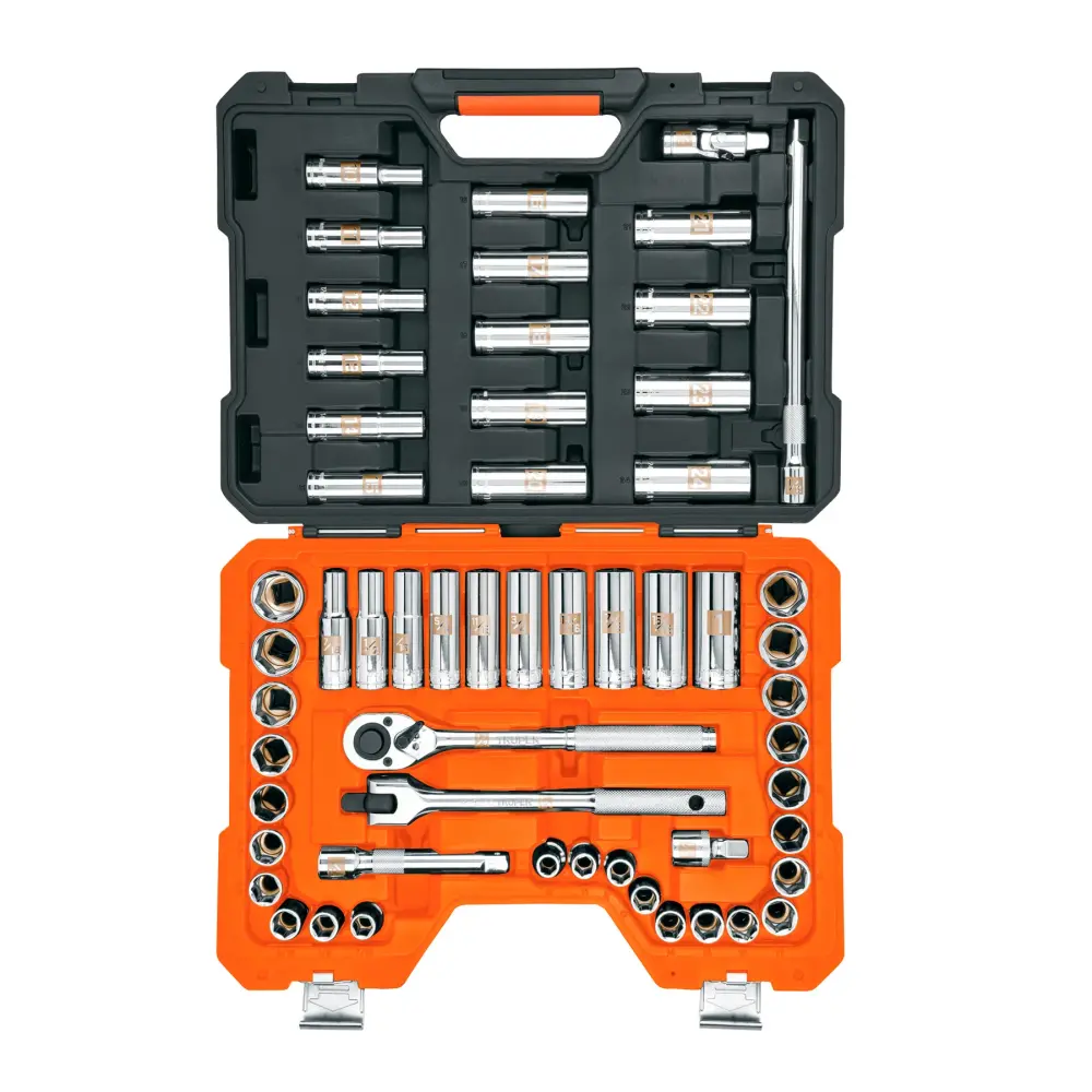 Juego De 56 Herramientas Cuadro 1/2" Std y mm Para Mecánico, Truper 102261
