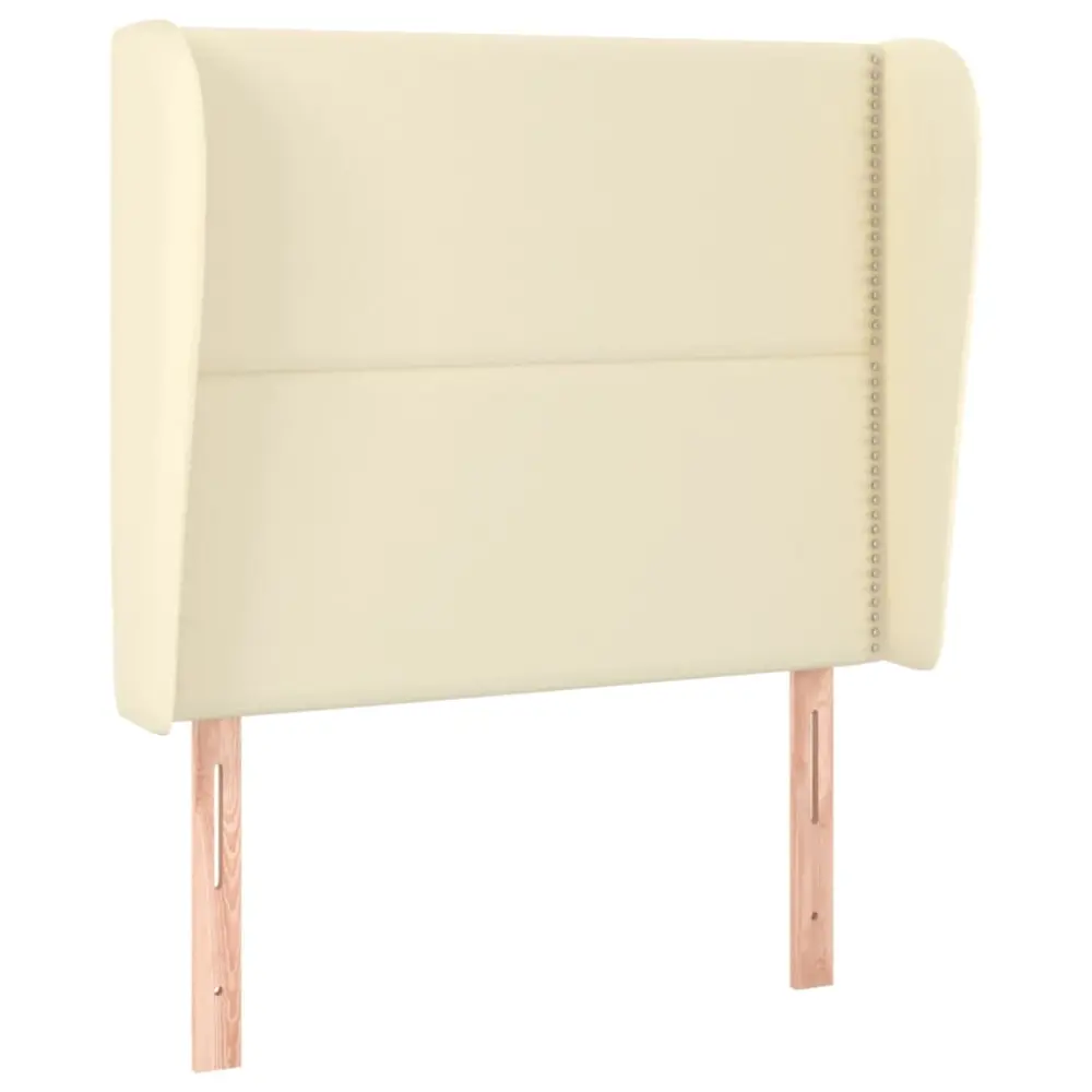 vidaXL cabecero con orejas de cuero sintético crema 83x23x118/128 cm