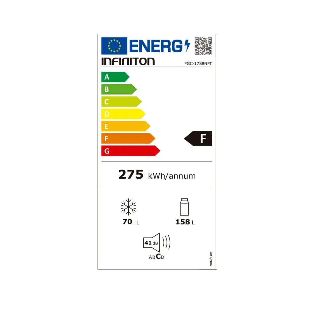 Frigorífico combi Infiniton FGC-178B NFT Total No Frost 228L dispensador de agua F dark inox 170 cm