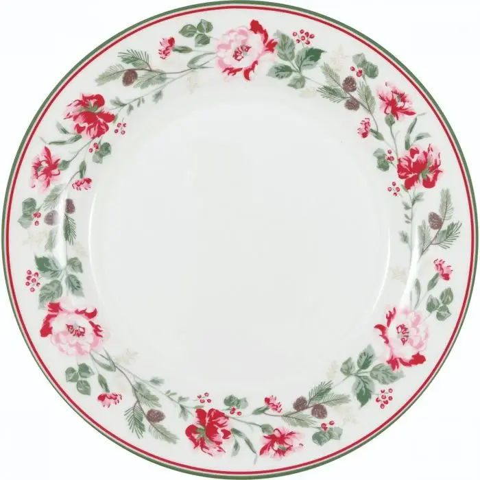 Plato de postre diseño flores de invierno