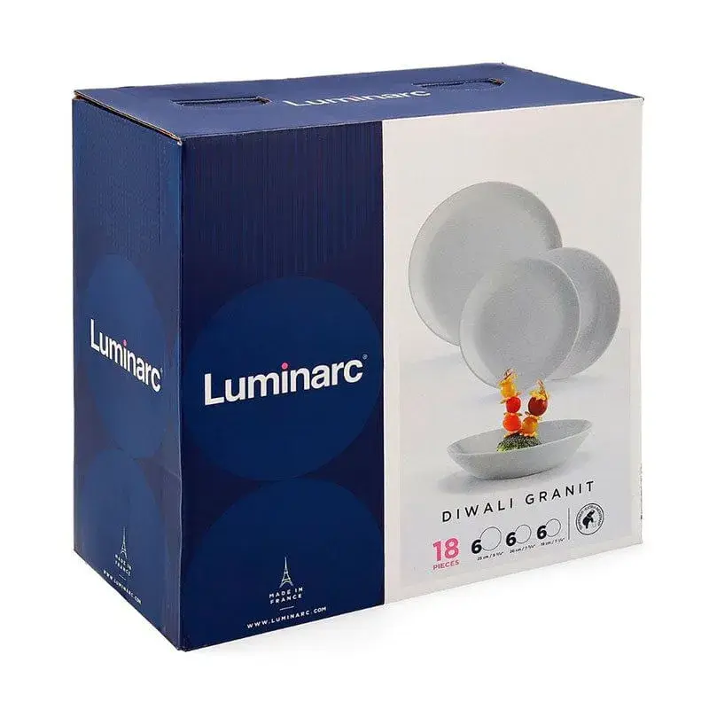 Tabla de Quesos Vajilla Diwali Granit Luminarc 18 piezas 6 servicios opal