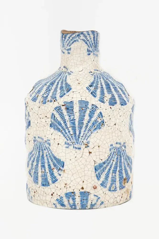 Vasija de terracota con conchas estampadas mano para Fiestas