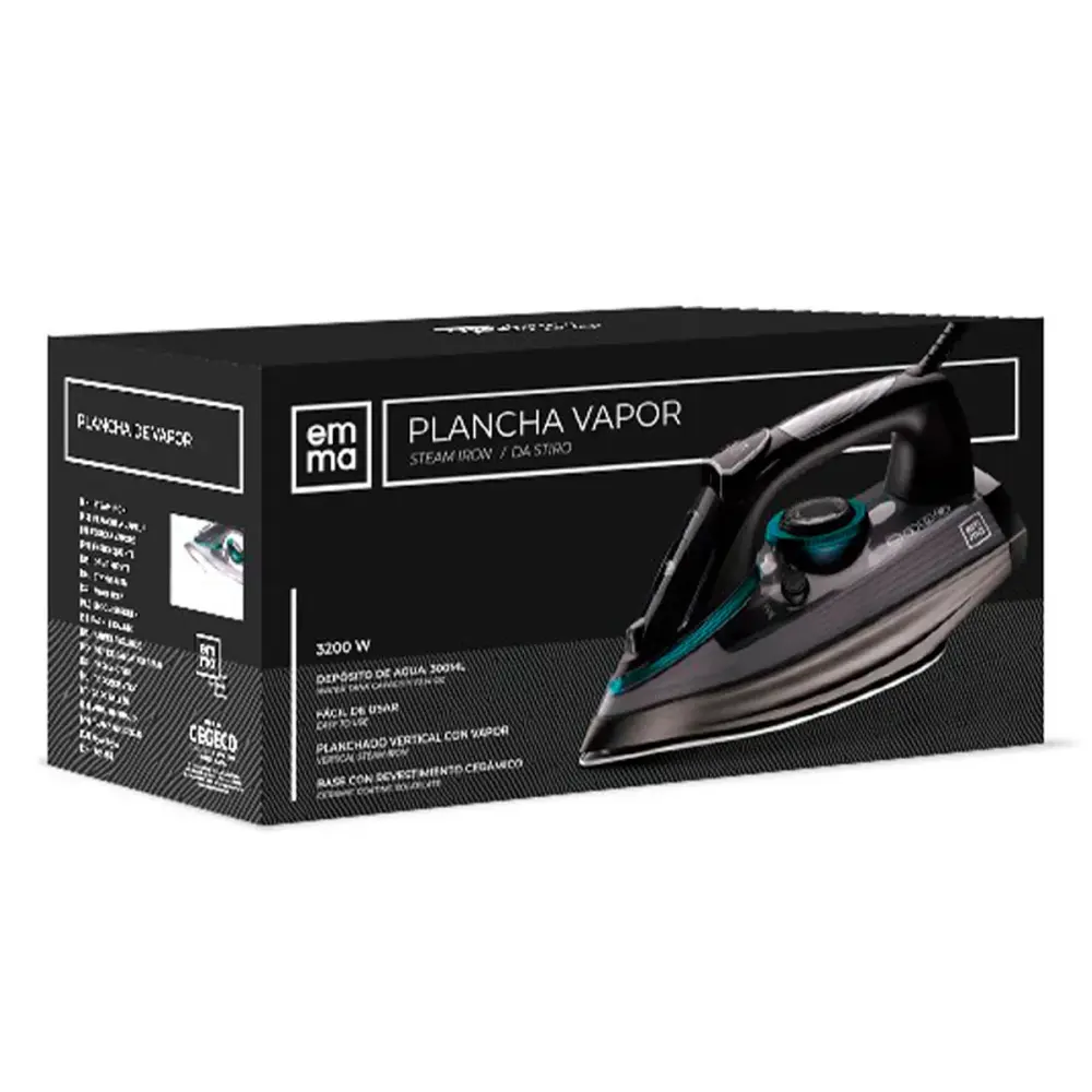Plancha de vapor Emma 3200W 350ml con 3 Boquillas Incluidas