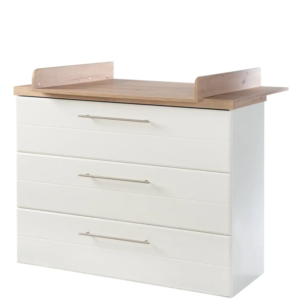 Changing Table 'Nele' Amplio, Including Changing Attachment, 3 Drawers, Crown 'Artisan Oak'