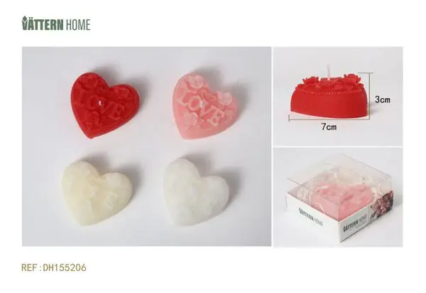 4 velas en forma de corazón de 3*7CM de parafina sabor campana azul, sabor crema, sabor rosa, sabor fresa (blanco, blanco...