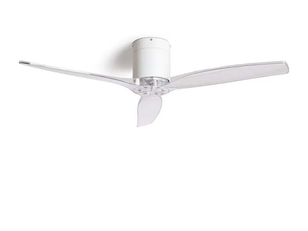 TechBrey Ventilador de Techo Silencioso Angistri Blanco 132cm Motor DC , Aspas: Transparente , Sin Luz , Controlador de Pa...