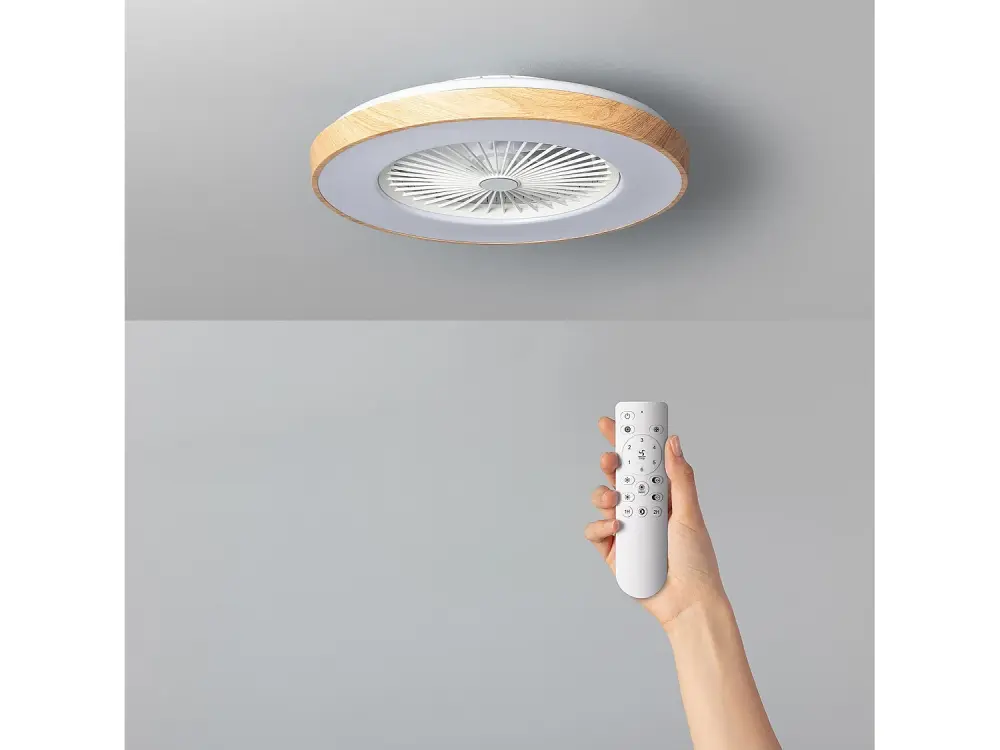 TechBrey Ventilador de Techo Silencioso Dhalia Madera 58cm Motor DC