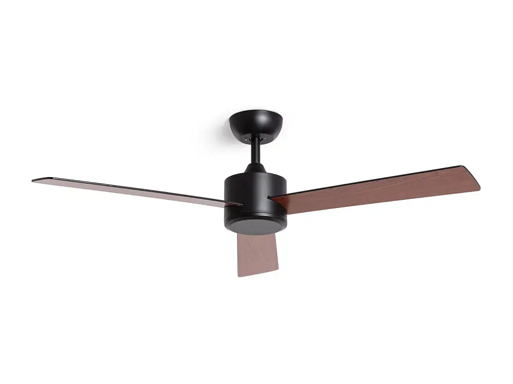 TechBrey Ventilador de Techo Silencioso Fleves 132cm Motor DC Negro , Aspas: Madera Oscura , Sin Luz , Controlador de Pare...