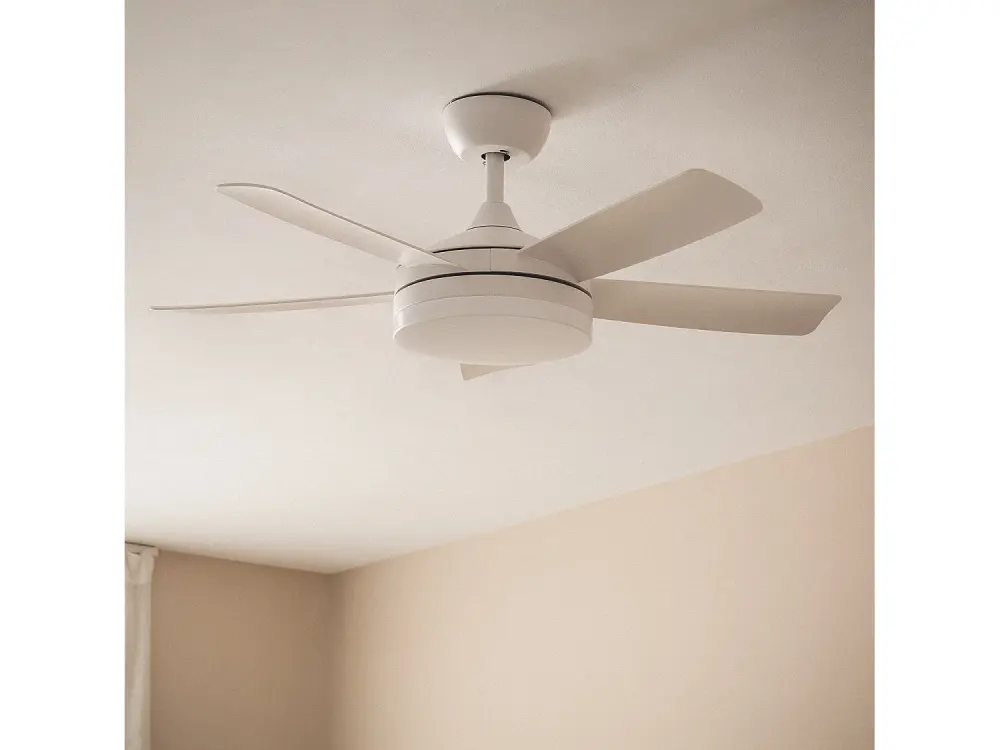 TechBrey Ventilador de Techo Silencioso Patroclo Blanco 106cm Motor DC , Aspas: Blanco , Con Luz , Controlador de Pared + ...