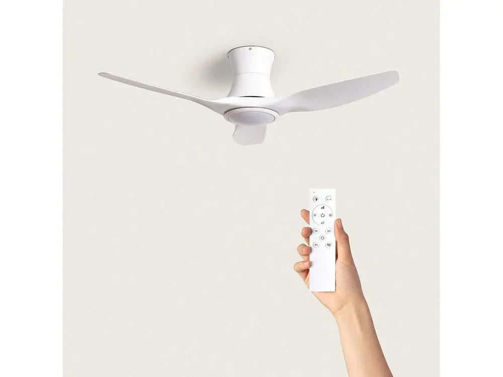 TechBrey Ventilador de Techo Silencioso Salamina Blanco 132cm Motor DC Con Luz , Controlador de Pared + Mando, Wifi: No
