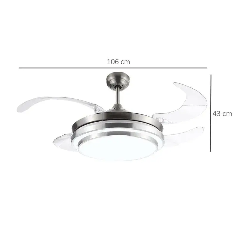 Ventilador de Mesa Ventilador de techo Homcom 51W luz LED plata Ø106x43 cm