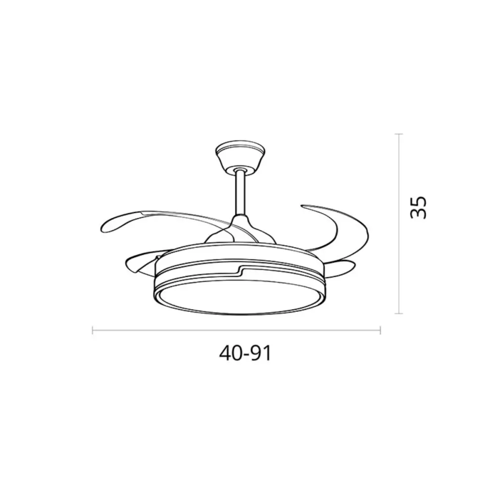 Ventilador de techo Robin Bel Air 48W 4 aspas retráctiles mando distancia Ø91 cm con Temporizador y 3 Velocidades