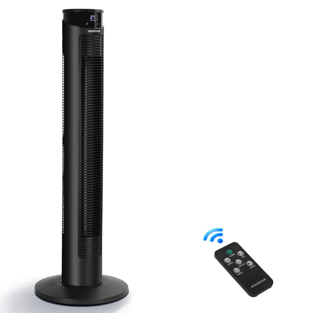 Ventilador con Temporizador Ventilador de torre, 4 modos, pantalla LED, 3 velocidades, aigostar harbor