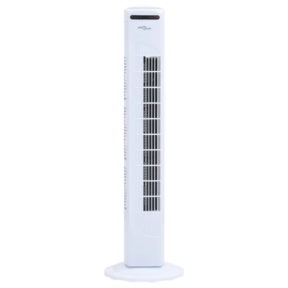 Ventilador de Pie Silencioso vidaXL ventilador de torre con mando y temporizador φ24x80 cm blanco