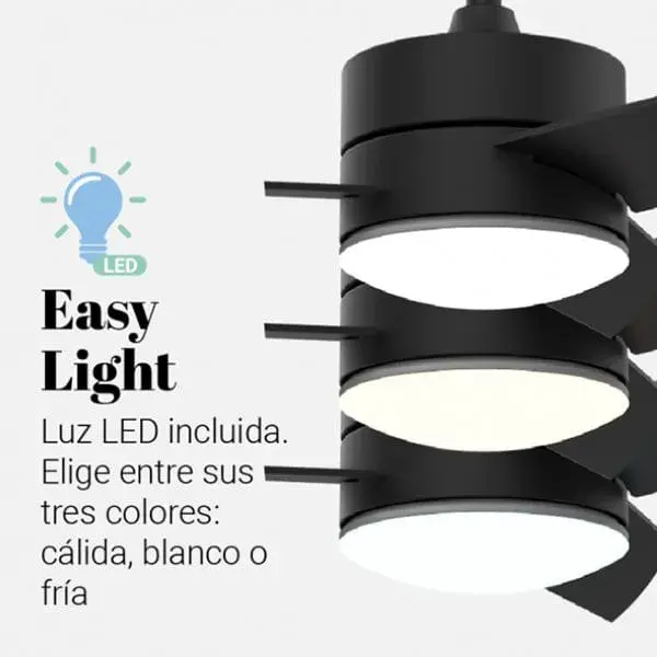 Ventilador de Torre Ventilador de techo Bora Apto para todos Blue con luz 70W negro