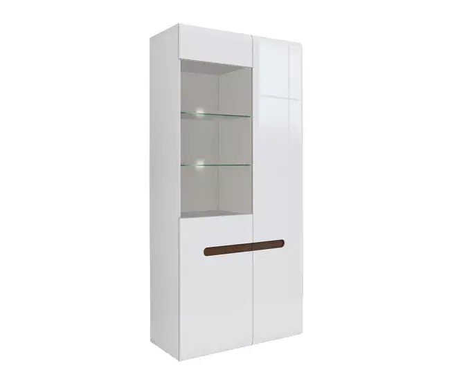 Ergonómico Profesional Vitrina 2 puertas con LED Darrel Blanco lacado y Madera