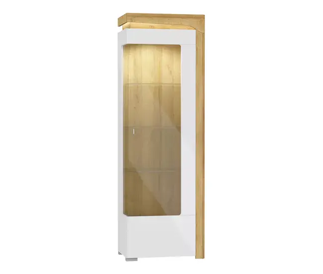 Módulo de Almacenamiento Vitrina 1 puerta apertura la derecha con LED Teo Blanco y Madera