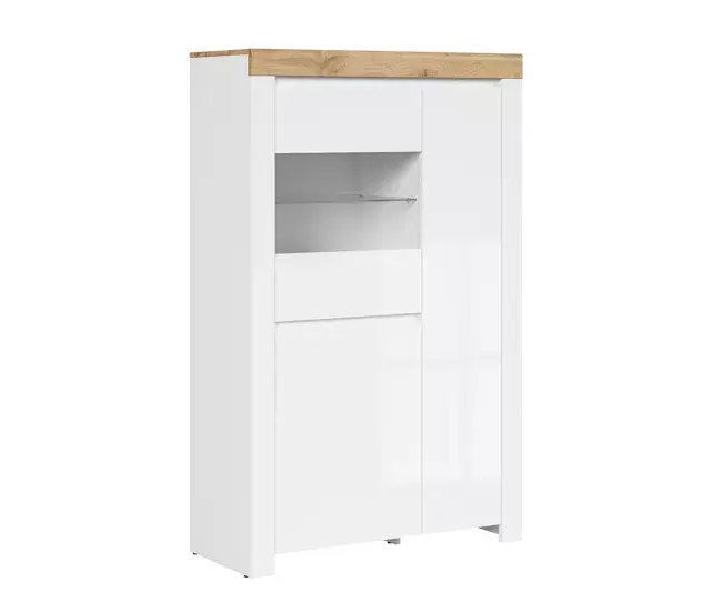 Montaje Fácil Vitrina 3 puertas Hella Blanca y Madera